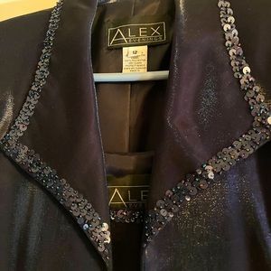 Long evening dress dark blue/black satin typ fabric